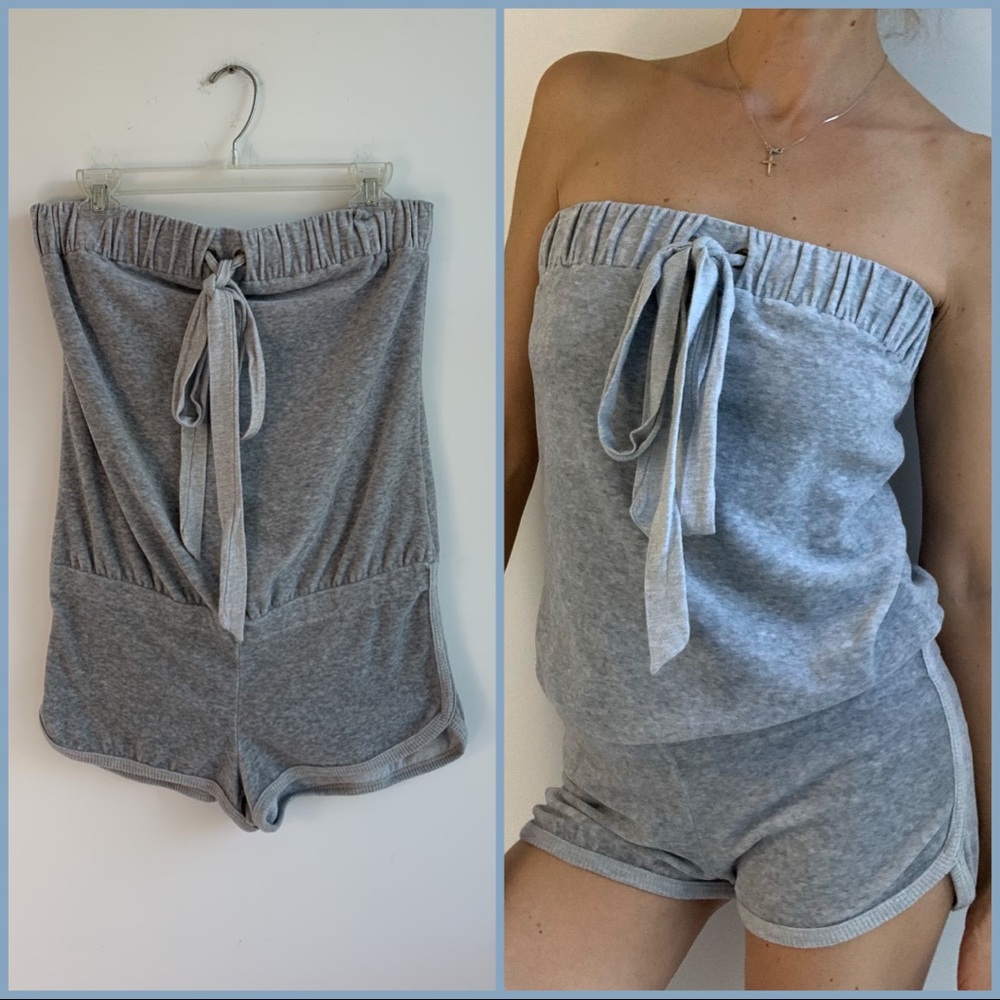 Juicy Couture Gray Strapless Romper